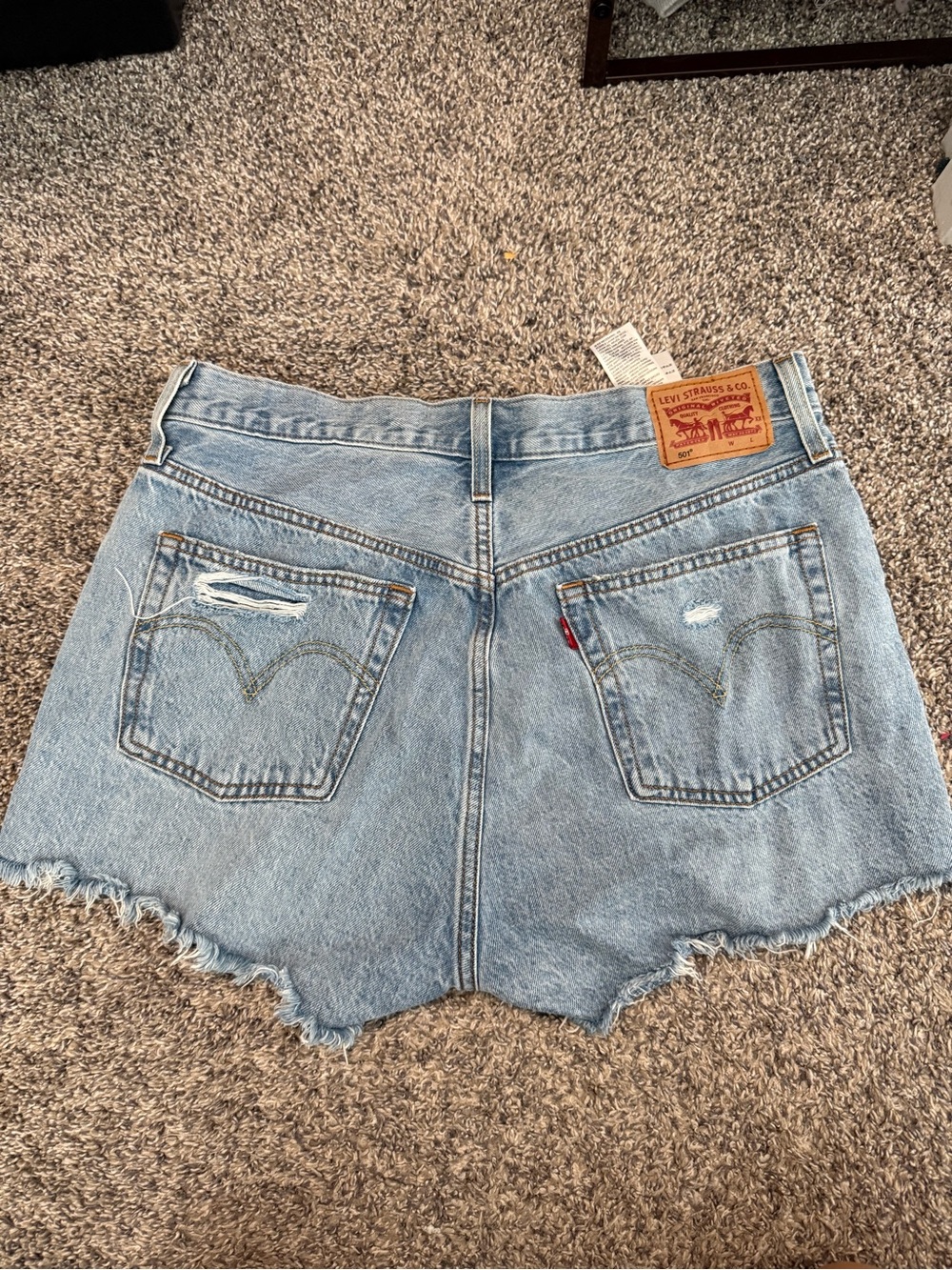 Levi's Light Blue Distressed Jean Shorts - Picture 3 of 4